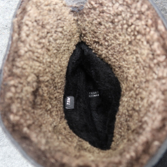 Stuart Weitzman Shoes Womens 7.5 Slouch Boot Short Leather Pull On Black Classic - Picture 13 of 16